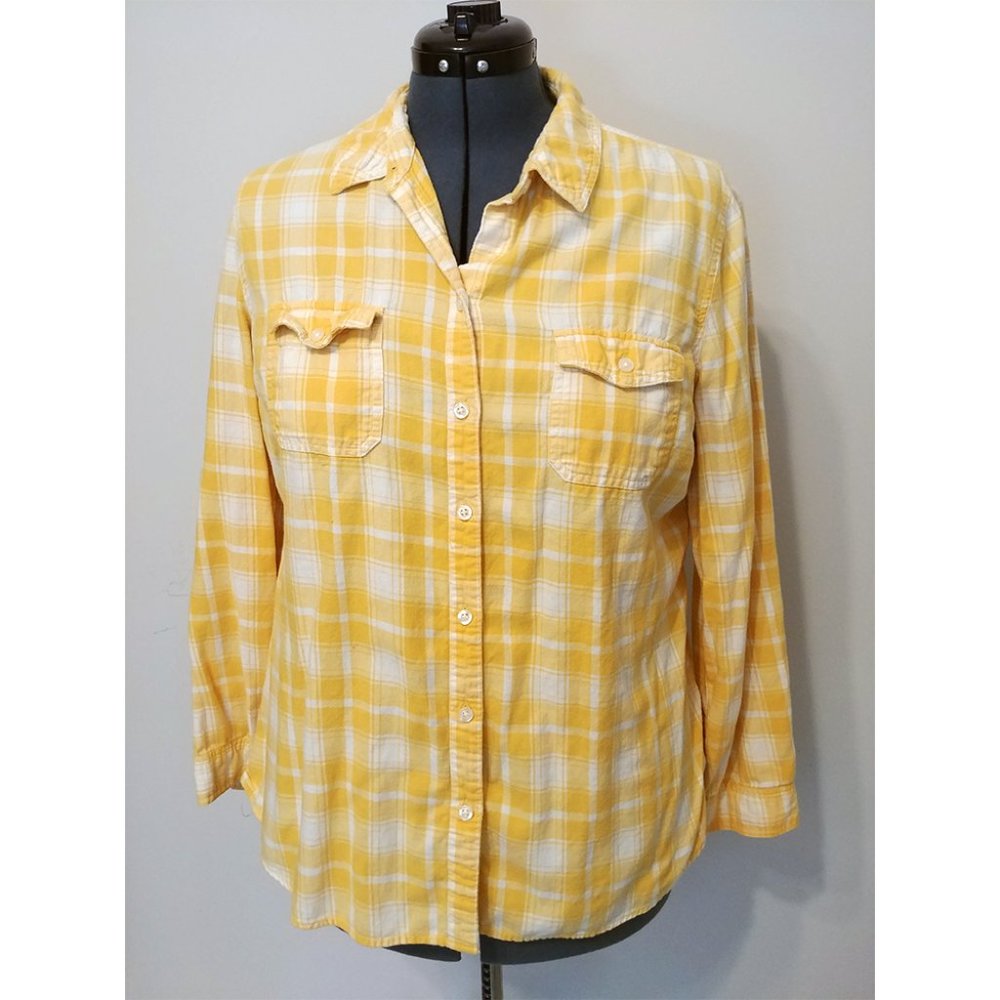 Old Navy Yellow Plaid Button Up Blouse
